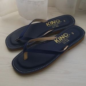NWOT Handmade Navy Flip Flops
